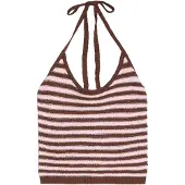 Bershka Tops en tricot brun foncé / rose