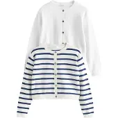 Next Cardigan bleu foncé / blanc