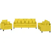 vidaXL Ensemble de canapés 3 pièces avec coussins Tissu jaune clair
