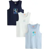 Next T-Shirt bleu clair / bleu foncé / orange foncé / blanc