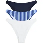 The Set Bas de bikini bleu / bleu marine / blanc