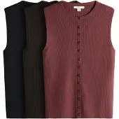 The Set Cardigan chocolat / rouge rouille / noir
