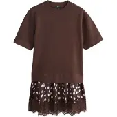 Next Robes en maille chocolat / brun foncé / blanc