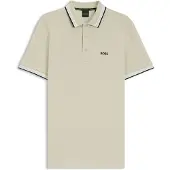 BOSS Paddy 10241663 Green Short Sleeve Polo Beige S Homme