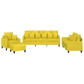 Syfax Ensemble de canapés 4 pcs avec coussins jaune clair tissu