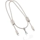 EPICO Handy-Lanyard beige / USB-C-zu-USB-C-Kabel / robuster Metallkarabiner (1.45 m, USB 2.0, 60 W)