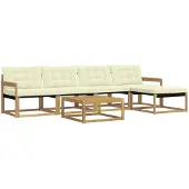vidaXL Ensemble de salon de jardin 6 pièces, blanc et crème
