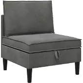 vidaXL Canapé central avec rangement, velours gris foncé