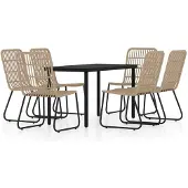Syfax Ensemble à manger de jardin 7 pcs Chêne