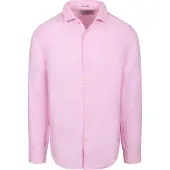 Superdry pour homme. M4011103A Riviera Linen Shirt pink (L), Casuel, Rose, Classique, Manche longue