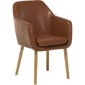 Beliani Chaise Or Marron Faux cuir Pieds en bois Salon Salle à manger Style rétro