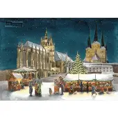 Pappnoptikum Calendrier de l'Avent nostalgique avec des images : Cathédrale d'Erfurt 38 x 27 cm avec motif « Change-moi »