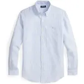 Ralph Lauren pour homme. 710B22588002 Chemise en lin à rayures Custom Fit bleu (XXL), Casuel, Manche longue