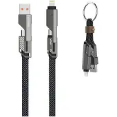 4smarts USB-C Kabel ComboCord Flat 240W, 1.5m und Keyring Kabel, graphit
