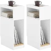 SoBuy Lot 2 Tables de Chevet Étroites Blanc