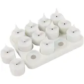 INF Lot de 12 bougies LED rechargeables avec télécommande, blanc chaud