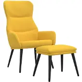 vidaXL Fauteuil relax avec pouf jaune moutarde Tissu