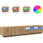 vidaXL Armoire TV avec lampes LED Chêne Artisan 200x35x40 cm