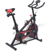 vidaXL Vélo d'appartement avec cardiofréquencemètre noir et rouge