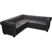vidaXL Canapé d'angle Chesterfield 5 places en similicuir noir