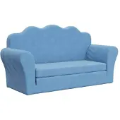 vidaXL Canapé-lit pour enfants 2 places Bleu Peluche douce