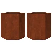 vidaXL Jardinières 2 pcs hexagone 46x40x45 cm acier patinable