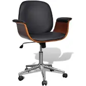 vidaXL Chaise pivotante avec accoudoirs Bois courbé et similicuir