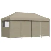 vidaXL Tente de réception pliable Pop-Up avec 4 panneaux latéraux Taupe