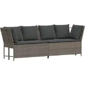 vidaXL Canapé de jardin avec coussins Gris Poly Rattan