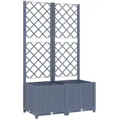 vidaXL Jardinière de jardin avec treillis Bleu Gris 80x40x136 cm PP