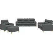 vidaXL Ensemble de canapés 4 pièces avec coussins Tissu gris foncé