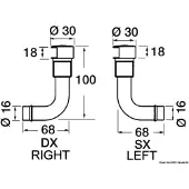 Osculati Aérateur de réservoir 90° gauche laiton chromé 16 mm , 1 pièce