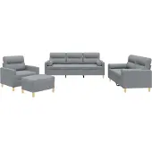 vidaXL Ensemble de canapés 4 pièces avec coussins Tissu gris clair