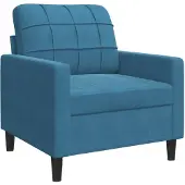 vidaXL Fauteuil bleu 60 cm velours