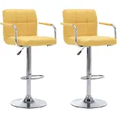 vidaXL Tabouret de bar 2 pcs. Tissu jaune