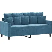 vidaXL Canapé 2 places bleu 140 cm velours