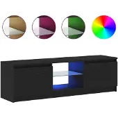 vidaXL Armoire TV avec lampes LED Noir aspect chêne 120x30x36 cm