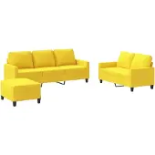 vidaXL Ensemble de canapés 3 pièces avec coussins Tissu jaune clair