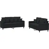 vidaXL Ensemble de canapés 2 pièces avec coussins Noir velours