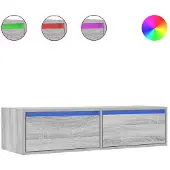 vidaXL Armoire TV avec lampes LED Gris Sonoma 100x35,5x25 cm