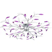 vidaXL Plafonnier avec feuilles en verre acrylique pour 5 ampoules E14 Lila