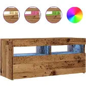 vidaXL Armoire TV avec lampes LED imitation vieux bois 90x35x40 cm