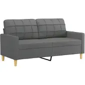 vidaXL Canapé à 2 places Gris foncé 140 cm Tissu