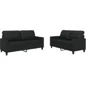 vidaXL Ensemble de canapés 2 pièces avec coussins Noir Similicuir