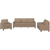 vidaXL Ensemble de canapés 3 pièces avec coussins Cappuccino-Brun Similicuir