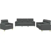 vidaXL Ensemble de canapés 3 pièces avec coussins Tissu gris foncé