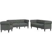 vidaXL Ensemble de canapés 3 pièces gris foncé Tissu