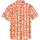 Garcia Chemisier beige / rouge orangé / blanc