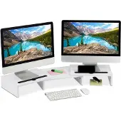 Merkloos Support de moniteur 2 écrans - réglable - 74-105 cm - blanc