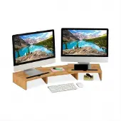 Relaxdays Support d'écran, Réhausseur pour moniteur, Marron